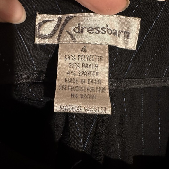 Y2K Pinstripe Cropped Dress Pants Black Officecore Tailored Trousers Sz 4 - Picture 6 of 7